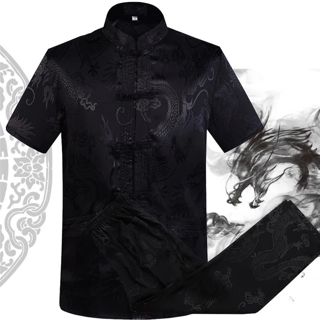 Китайские традиционные мужские костюмы Тан с коротким рукавом и длинными