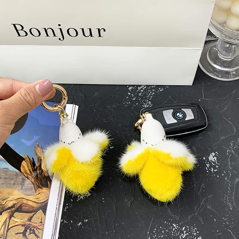 Женская сумка с подвесками из натурального меха норки брелок мини-банан милый