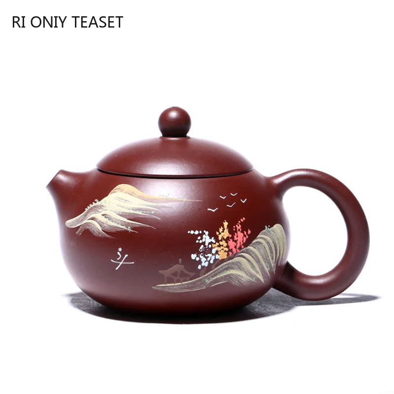 

Китайские исинские пурпурные глиняные чайные горшки 180 мл, чайный горшок Xishi с ландшафтным рисунком, красивый чайник, чайная посуда Zisha ручно...