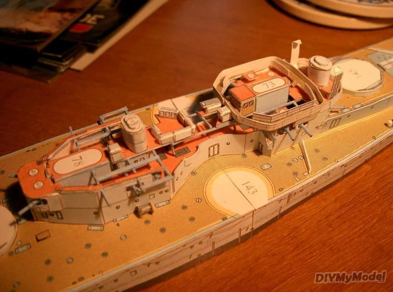 DIYMyModeI-battleship brit&aacute;nico fearless 1:250, bricolaje, manualidades, Kit de modelo de papel, rompecabezas de juguete, regalo, utillaje de pel&iacute;cula-1