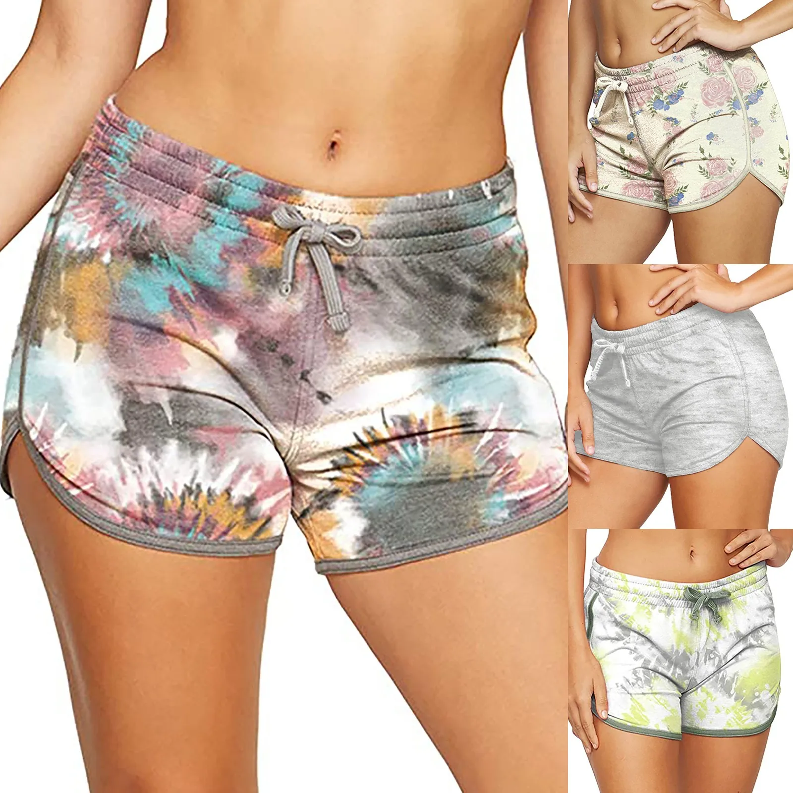 

Print Running Shorts Drawstrings Sport Shorts Mid Waist Fitness Shorts With Pocket Casual Loose Yoga Shorts korte broek 2021 A20