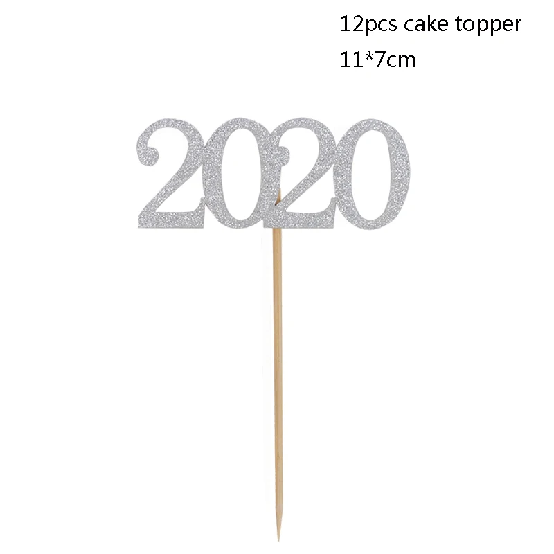 12pcs cake topper 16 дюймов с новым годом шарики комплект год вечерние украшения воздушный шар рождественские украшения для дома с утолщённой меховой опушкой - Цвет: 12pcs cake topper