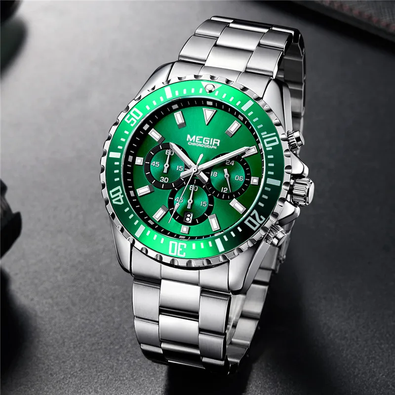 Часы MEGIR Мужские кварцевые с хронографом роскошные Брендовые спортивные
