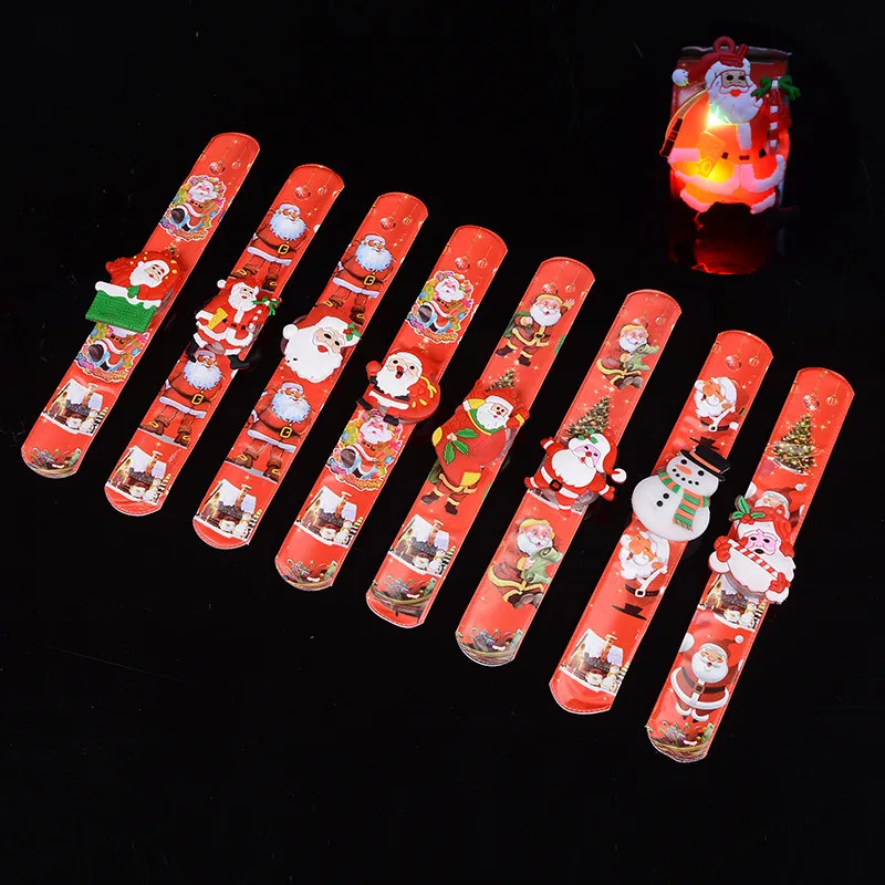 Светодиодный Рождественский браслет светящийся Санта Снеговик Хлопушка кольцо