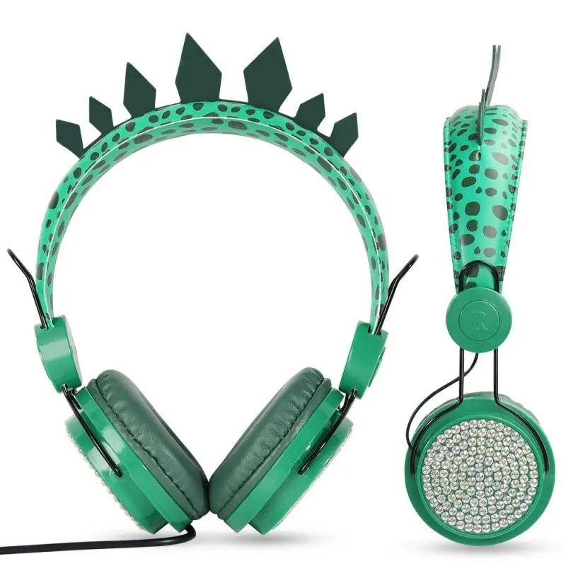 

Cute Dinosaur Wired Headphones Children Music Stereo Headsets 3.5mm Headphone For Learning Games Mobile Phone Headphones