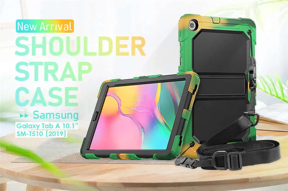 Чехол для samsung Tab A 10,1 SM-T510 SM-T515 T510 сверхмощный прочный противоударный чехол tab A 10,1 в Kickstand+ шейный ремень