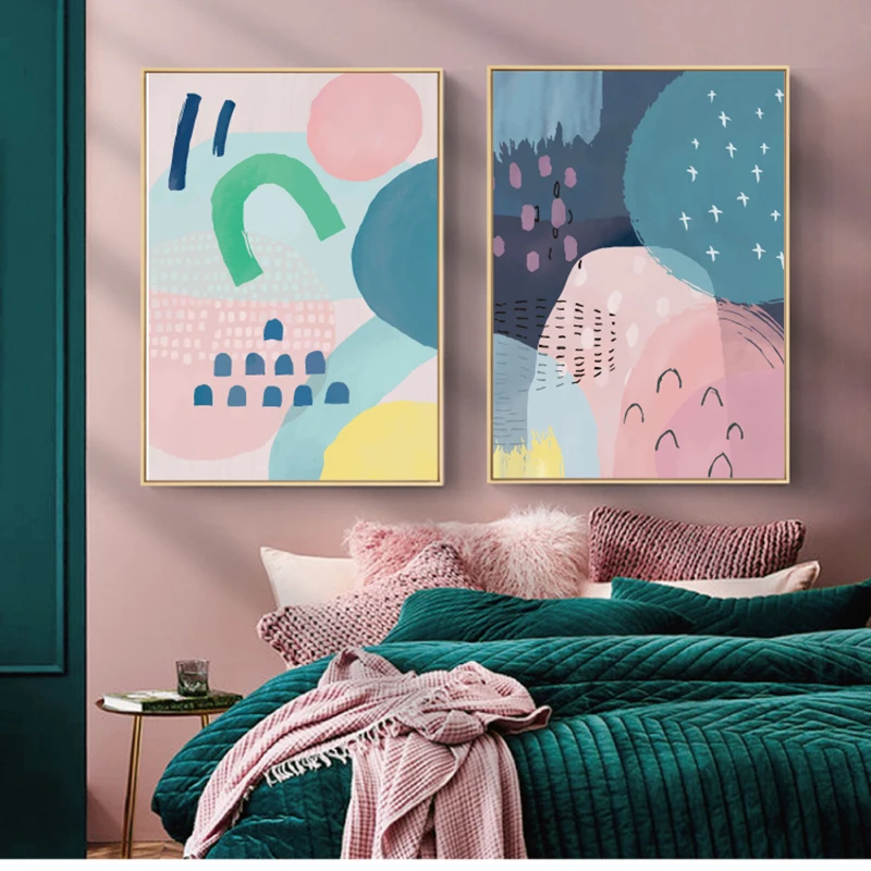 

Modern Abstract Colorful Canvas Painting Nordic Wall Art Pictures Gallery Poster Prints For Bedroom Living Room Home Decoration