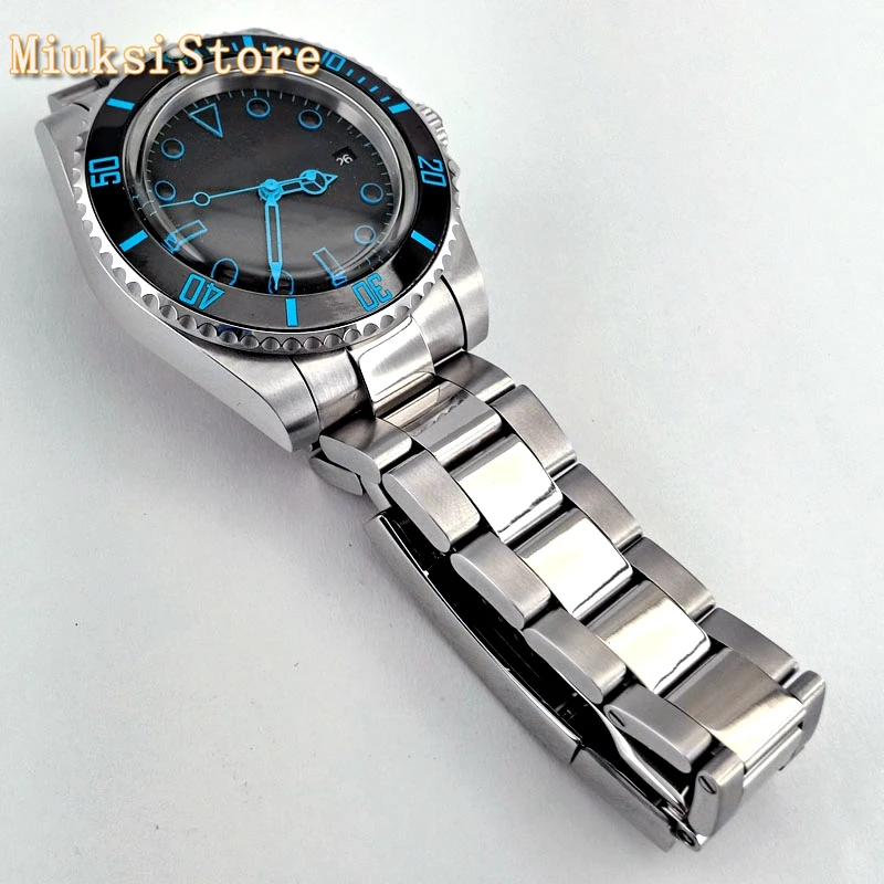 Мужские деловые часы Bliger 40 мм серебристый чехол с купольным кристаллом черный