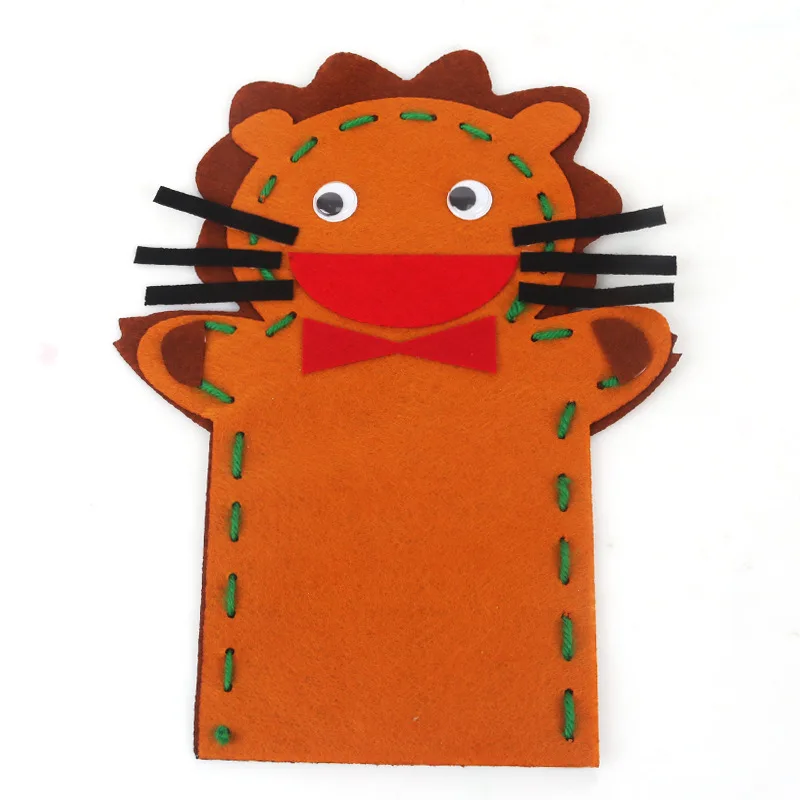 16pcs/Lot Hand Puppet Non-Woven Fabric DIY Children Arts Crafts Toys Cloth Handmade Animal Finger Storytelling Doll Handicrafts | Игрушки и