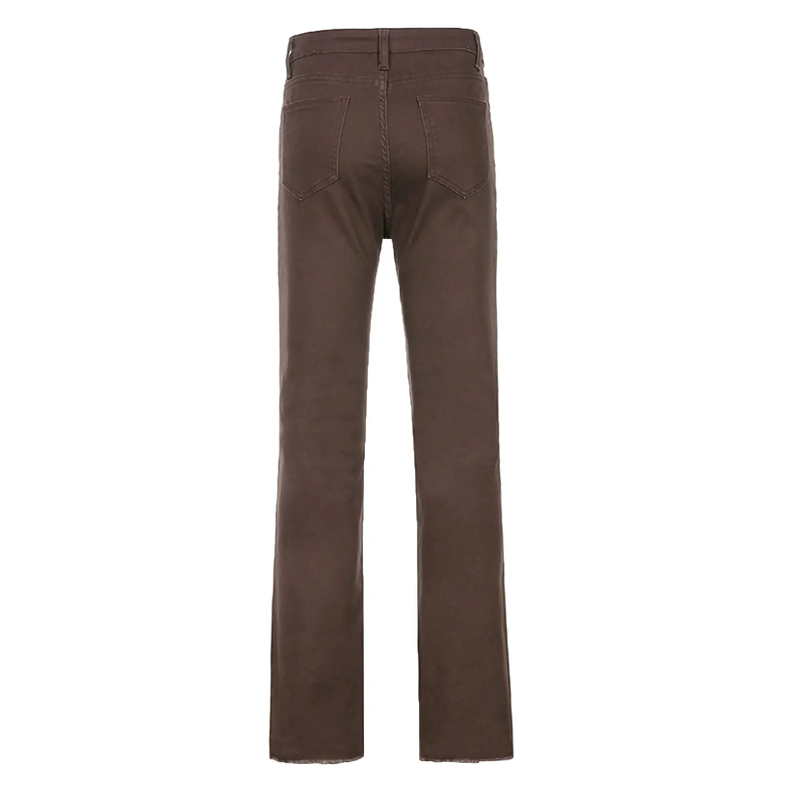 

Women's England Retro Style Trousers High Waisted Stretch Flared Pants Vintage Solid Color Denim Pants for Female Brown/Black