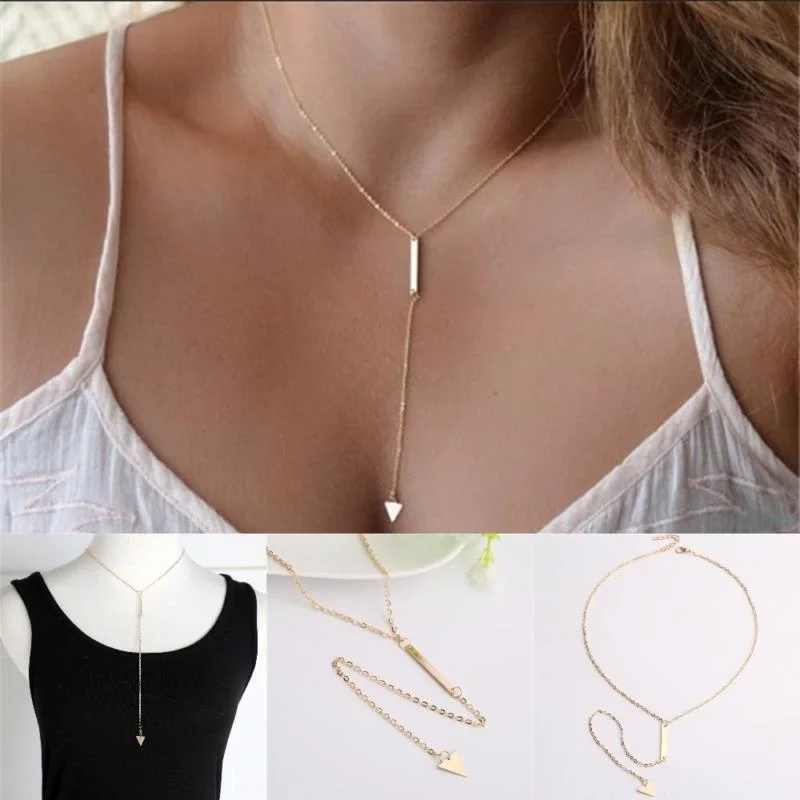 Модные подарки для женщин геометрические треугольные Длинные кисточкой колье