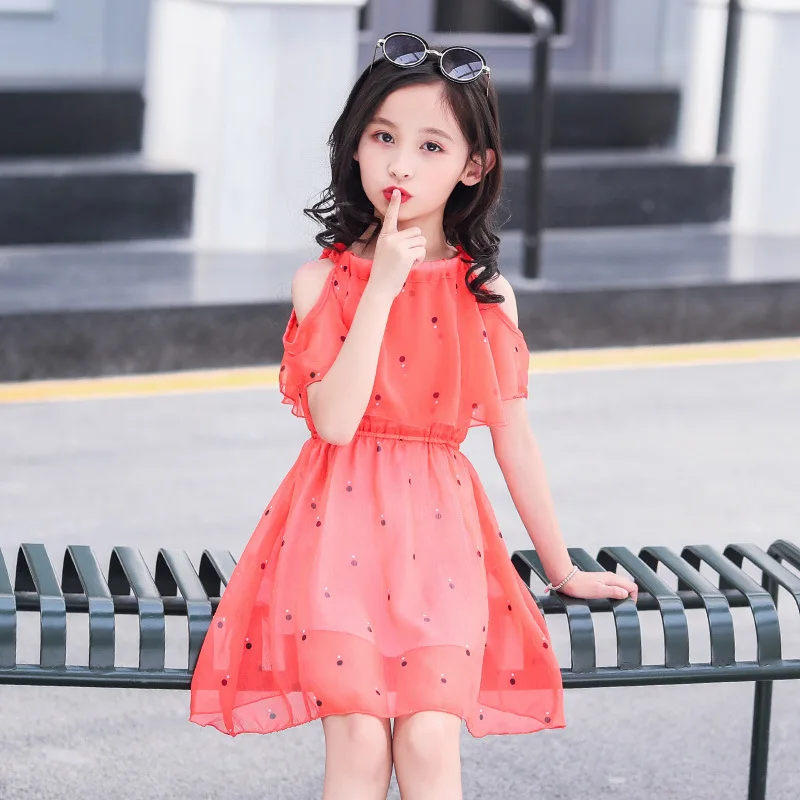 Лето 2021 одежда для девочек-подростков шифоновые платья на бретельках с цветочным