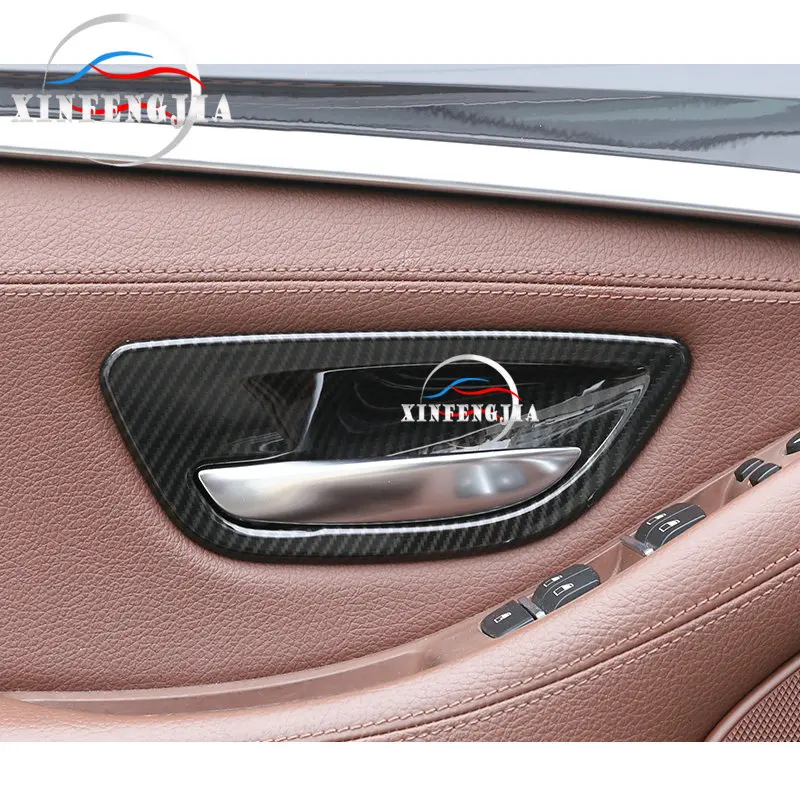 

For BMW 5 Series F10 11-16 4pc Carbon Fiber Color Inner Door Handle Bowl Cover Trim