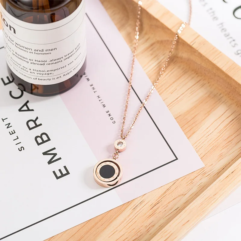 Новинка 2019 распродажа двустороннее ожерелье из титановой стали с кристаллами