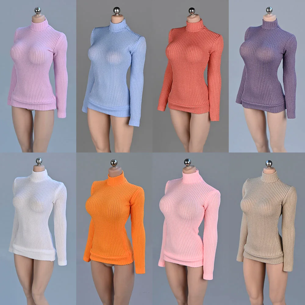 

Женское сексуальное облегающее платье в масштабе 1/6, 12 цветов, водолазка, свитер, юбка, вязаное платье для 12-дюймовой экшн-фигурки, модель игр...