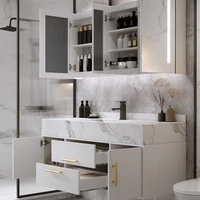 light luxury bathroom stone plate bathroom cabinet combination modern simple hand washing washbasin washstand integrated mirror