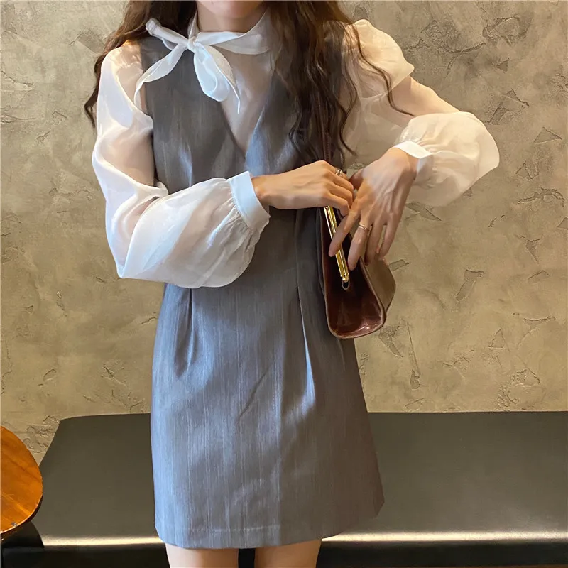 

Alien Kitty White Loose Fashion Chic Elegant Office Lady Shirts+ New Hot High Quality Chic Sexy Mini Skirts Two Piece Sets Suits