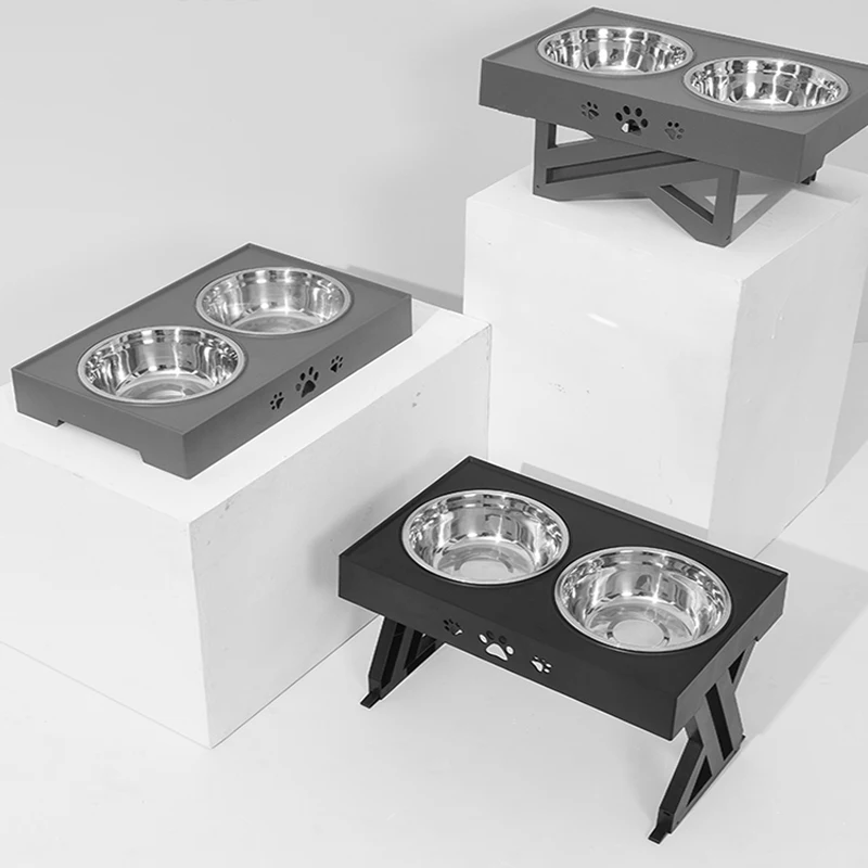 Чаша для корма собак нескользящая Регулируемая подставка из нержавеющей стали |