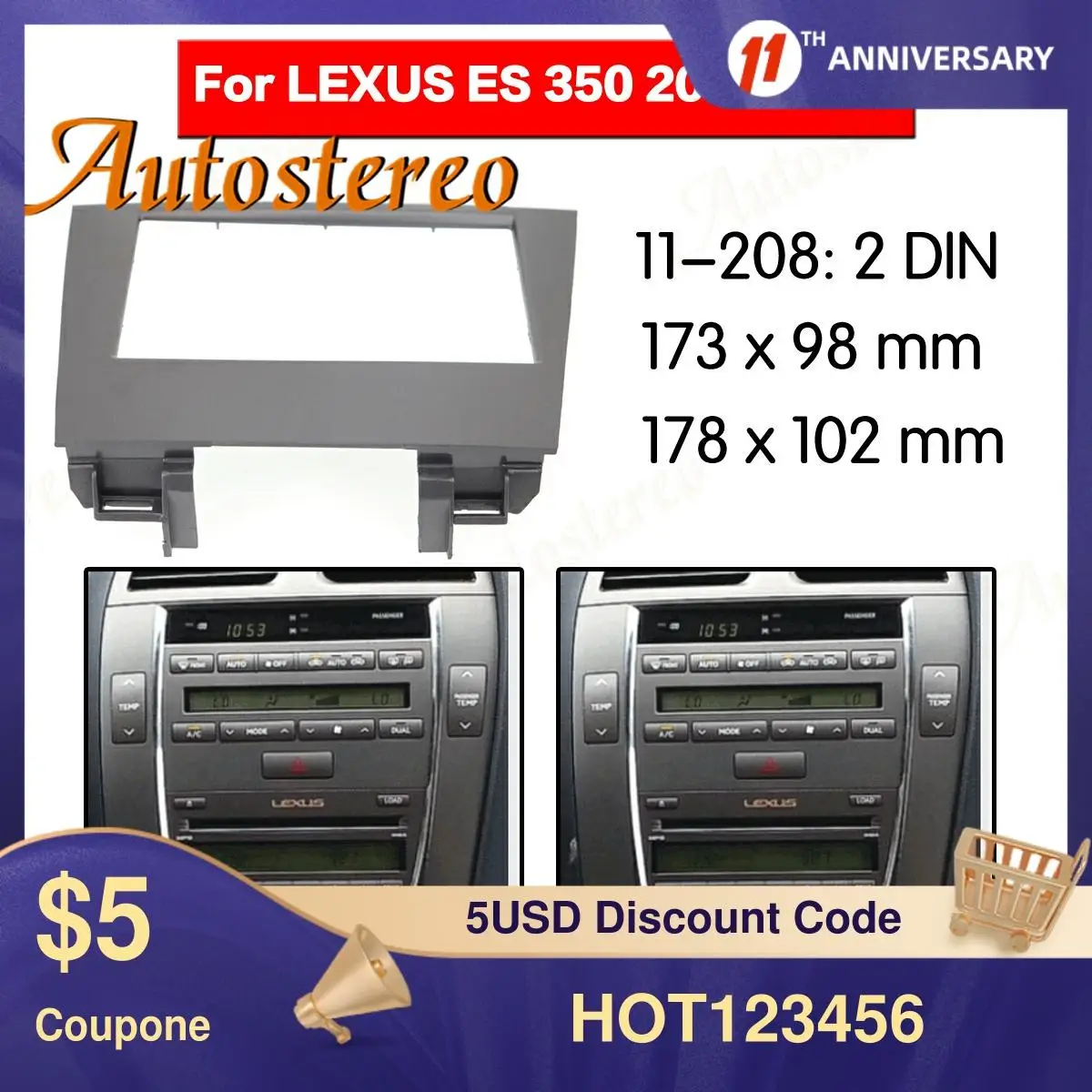 

Рамка панель Верхняя панель радио Fascia Для Lexus ES 350 2006-2012 Стерео Fascia Dash CD Trim Монтажная Рамка комплект