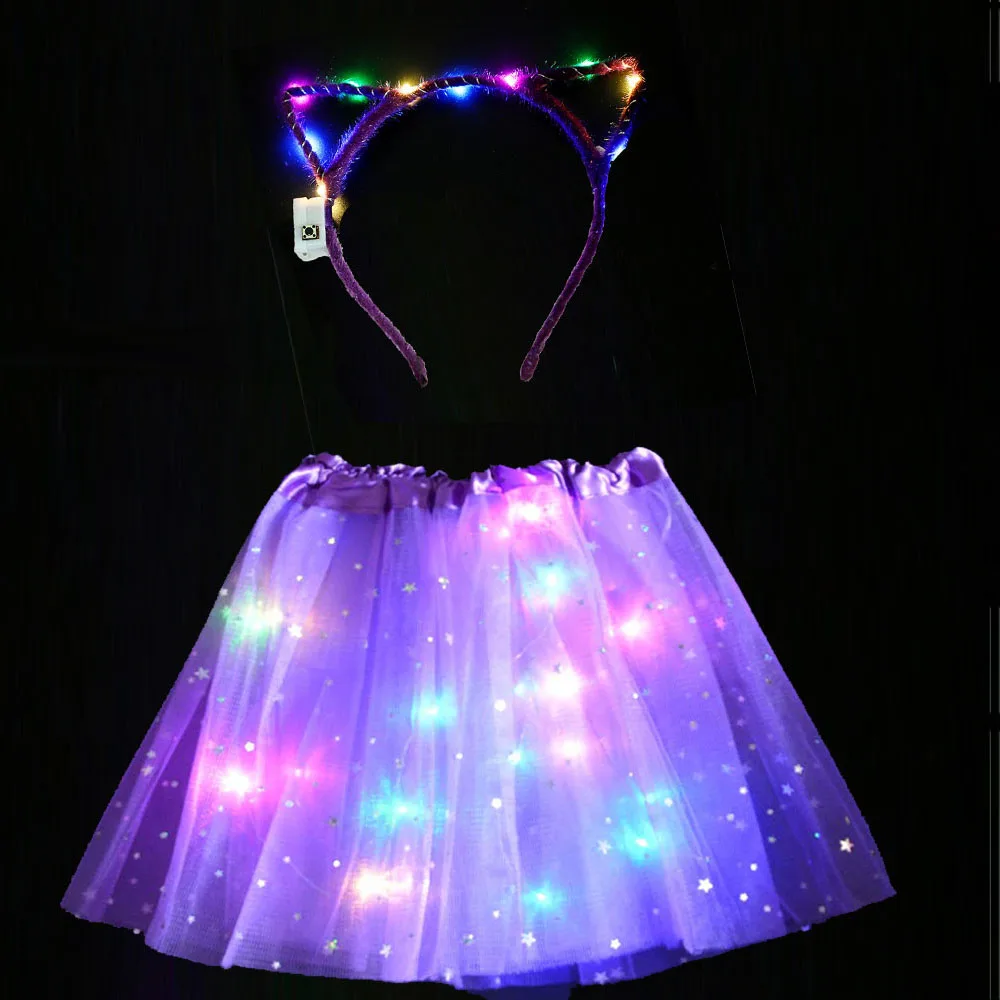 Женская светящаяся юбка пачка со светодиодной подсветкой для вечеринки костюм