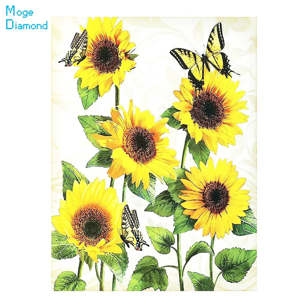 

Flower Sunflower Butterfly Diamond Painting Round Full Drill Floral DIY Needlework Mosaic Embroidery 5D Cross Stitch Picture