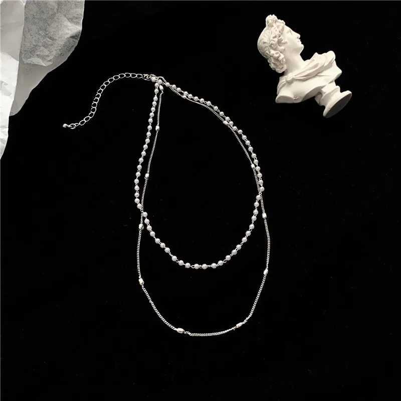 

Sweet Simple Double Layer Pearl Collarbone Necklace Charming Women's Choker Chain Pendant Female Fashion New Year Jewelry Gifts