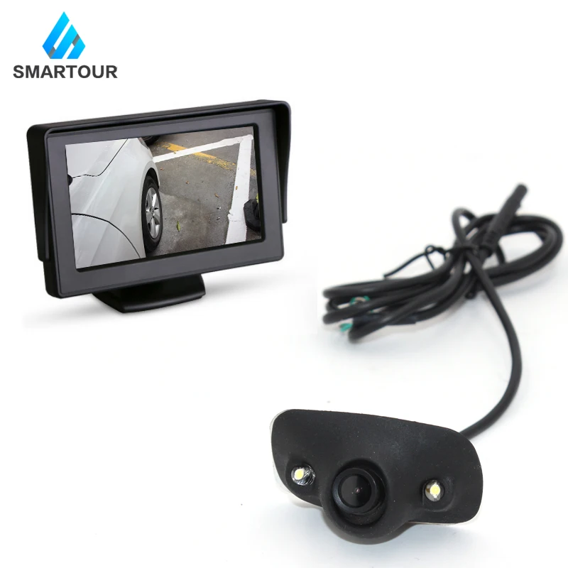 Smartour HD водонепроницаемый парковочный монитор система 2 светодиодный ночного видения Автомобильная камера заднего вида 4,3 дюймов зеркало заднего вида спереди/сбоку/Lef