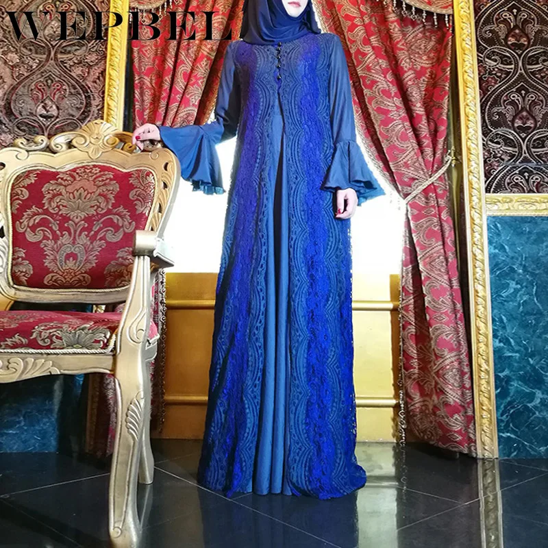 WEPBEL женское платье с расклешенными рукавами и круглым вырезом длиной до пола из