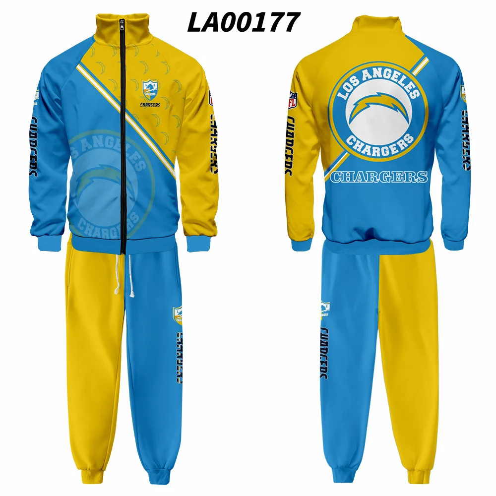 

Мужские комплекты Los Angeles, футбольные зарядные устройства, толстовка с капюшоном и 3D-принтом на молнии, качественные спортивные штаны для фи...