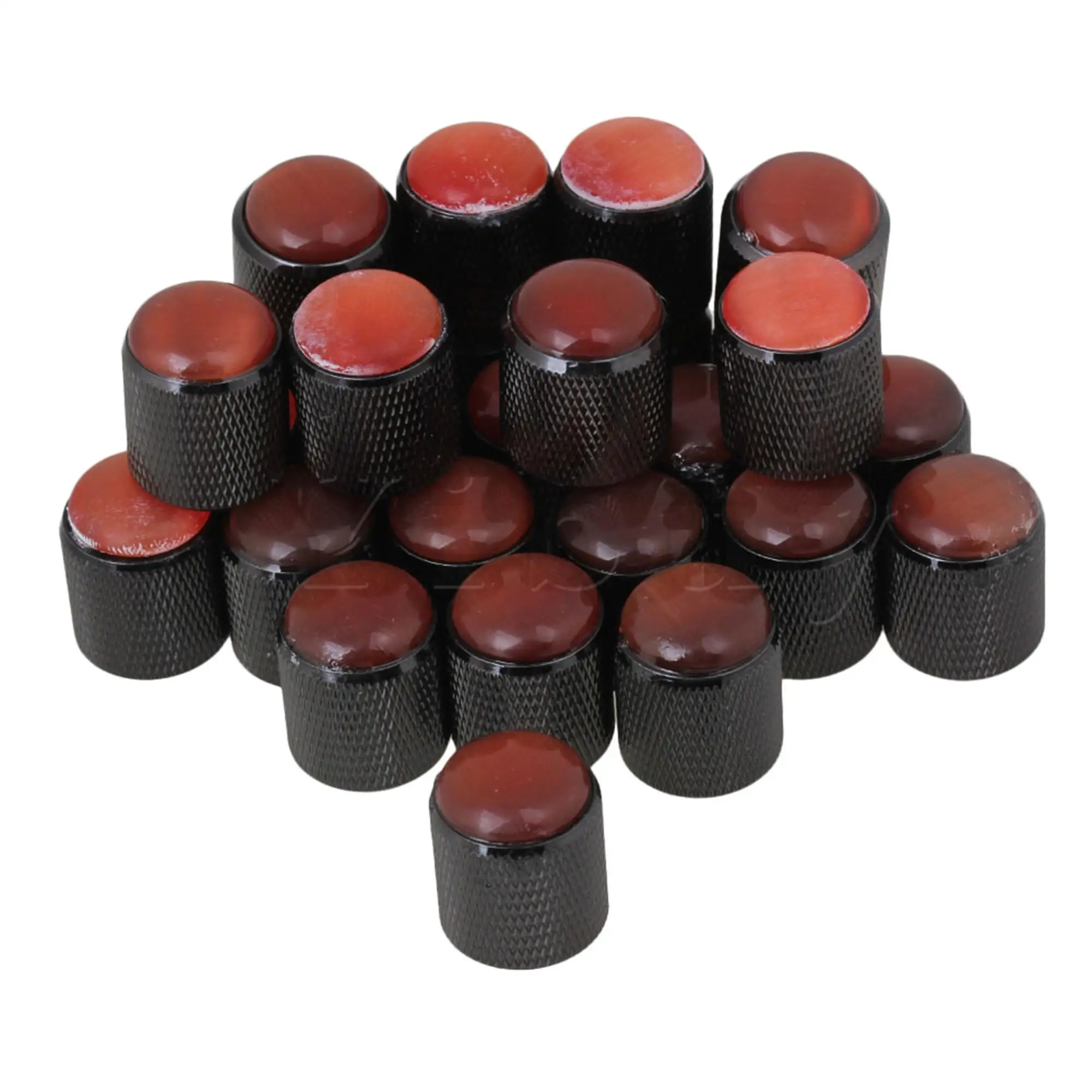 

30PCS Electric Guitar Dome Knobs Volume Control Knobs with Red Glass Top