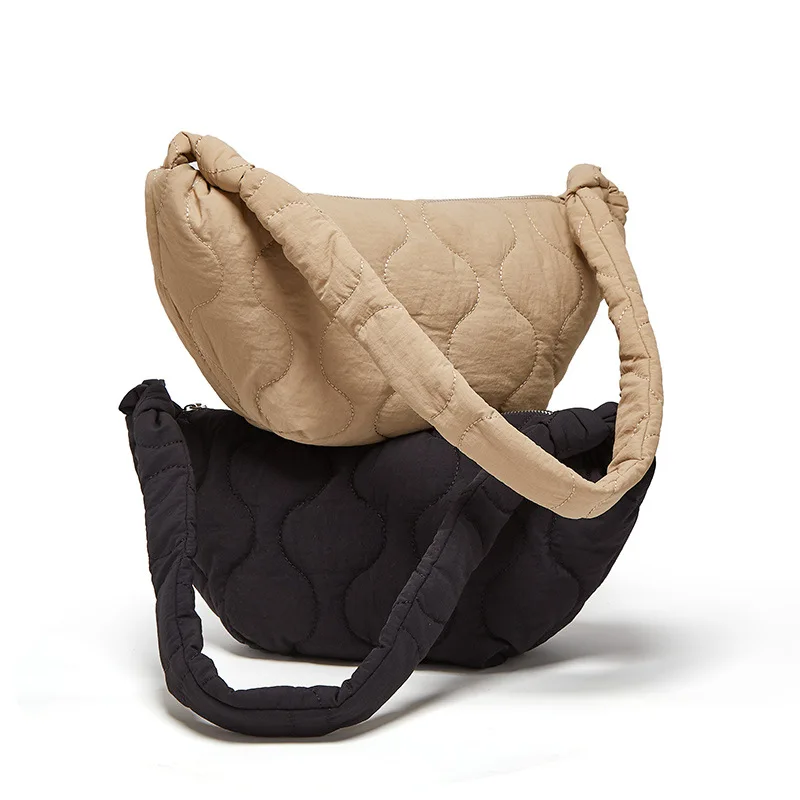 

2021 New Design Winter Women's Casual Handbags Thread Zipper Shoulder Bags Oxford Designer Hobos Bag Ladies Soft Armpit Sac