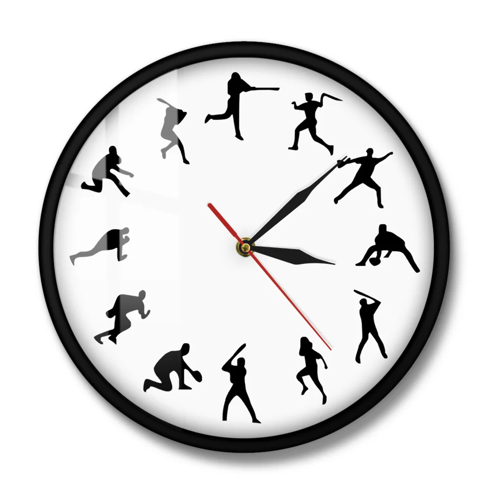 Настенные часы с Бейсбольным временем бейсбольные игроки разные позы