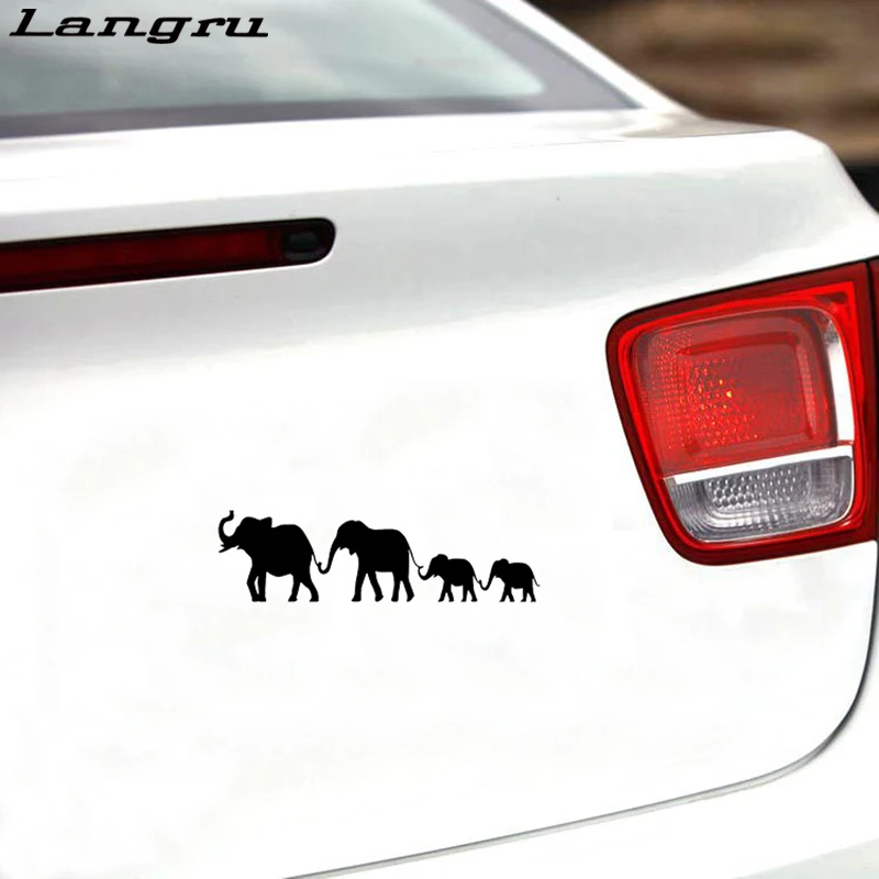 Langru Car Elephant Family Walking- Warm And Romantic Vinyl Decal Rear Window Sticker Body Accessories Jdm | Автомобили и
