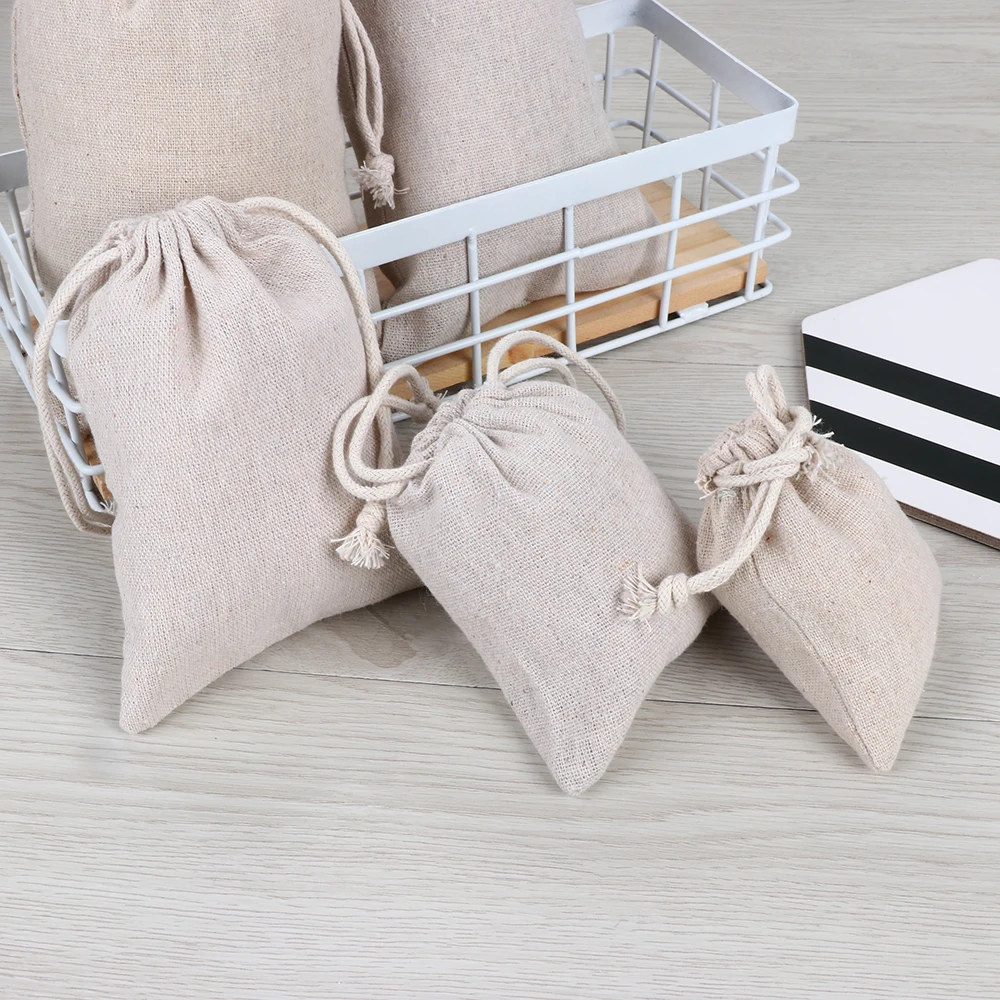 1 шт. хлопковые джутовые подарочные пакеты органайзер для льняных конфет мешочек