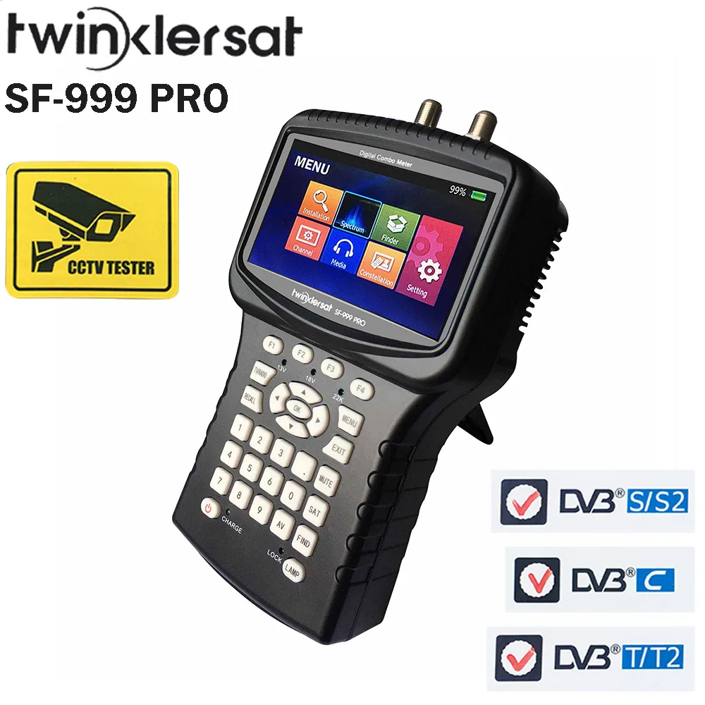 Twinkler SF 999 Pro HD спутниковый Finder Combo DVB T2 S2 C 4 3 &quotанализатор спектра экрана WiFi Youtube CS CCTV