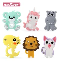 animal silicone teether 1pc bpa free rodent baby teething chain infant toy unicorn cat bear food grade silicone cartoon tiny rod