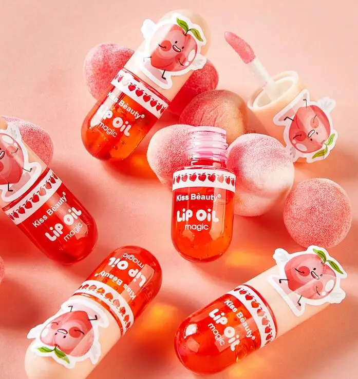 Магическое масло для губ Kiss beauty Увлажняющий блеск персиковый водостойкий