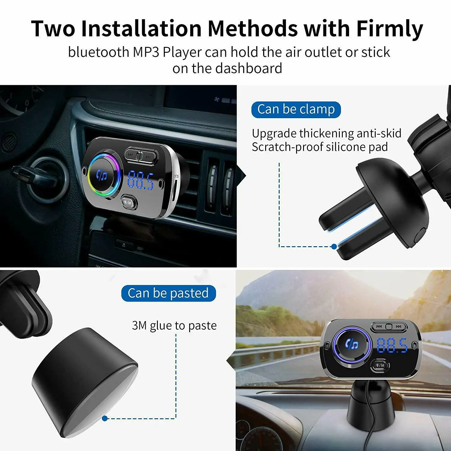 Беспроводной автомобильный комплект громкой связи Bluetooth 5 0 FM-передатчик mp3-плеер