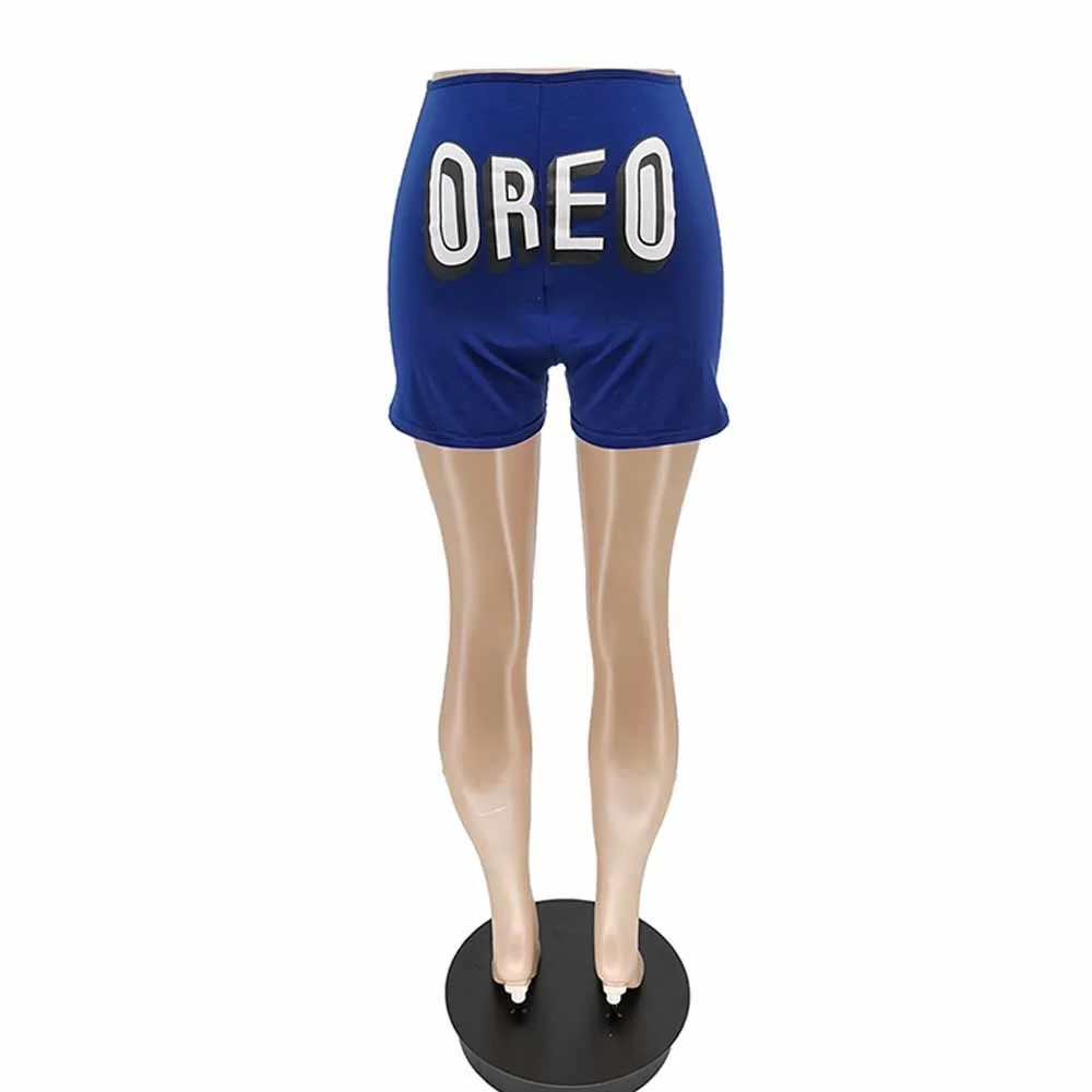 

White Letter Printed Streetwear Biker Shorts for Women Fashion High Waist Elastic Hight Sport Short Activewear Slim Beach Short