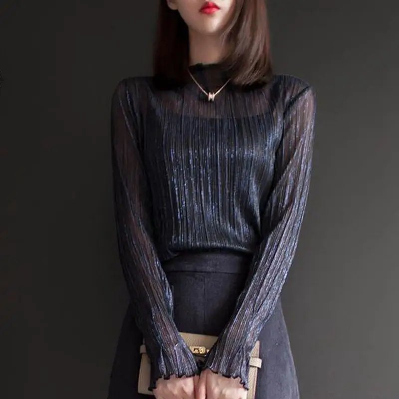 Яркая Золотая шелковая блузка рубашка женские блузки Осень зима 2019 женская