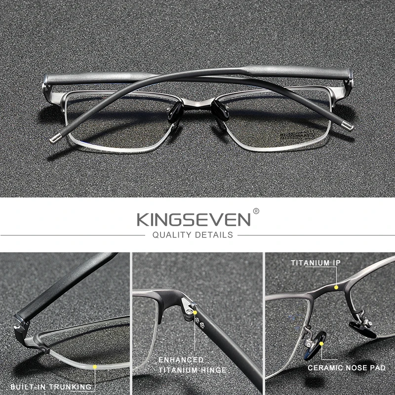 KINGSEVEN чистые титановые оптические очки оправа для мужчин 2020 квадратные