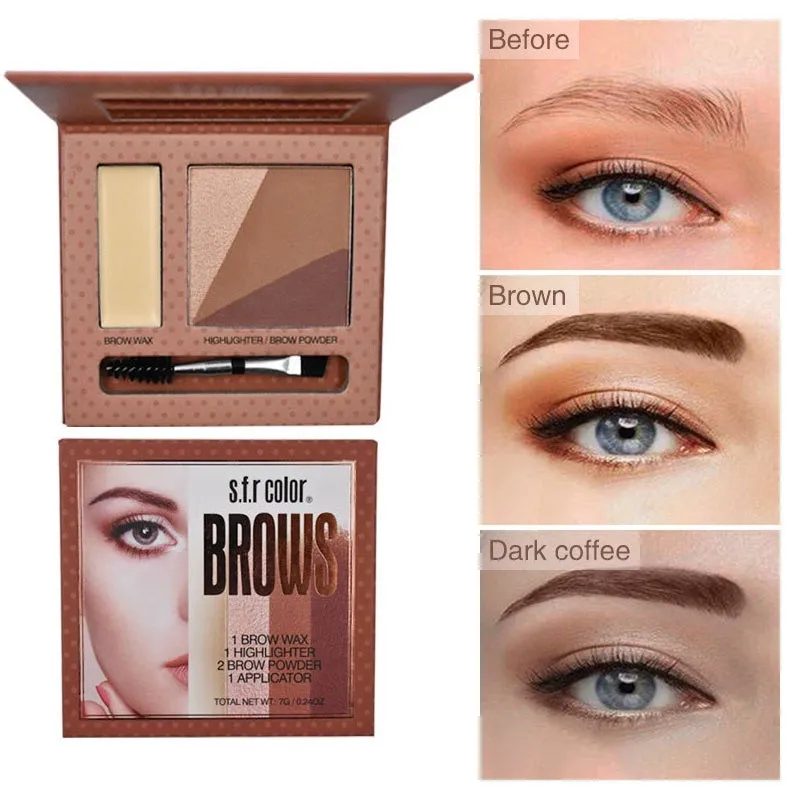 4 цвета пудра для бровей палитра макияжа натуральные коричневые тени 3d-тени набор