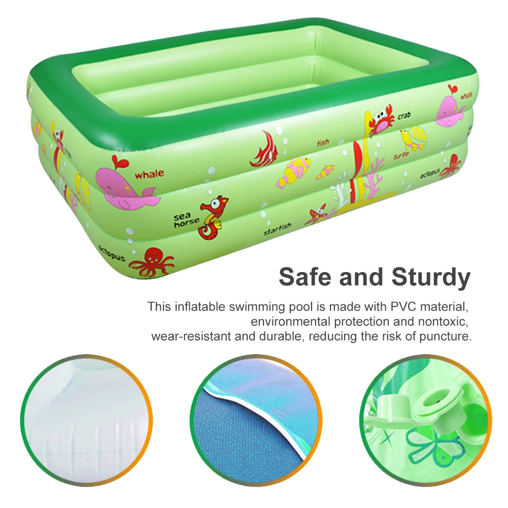 

With Soft Floor Toy Bathtub PVC Kids Garden Ocean World Inflatable Swimming Pool Family Rectangle Backyard Indoor Outdoor