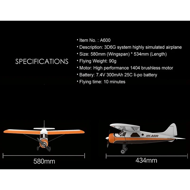 Wltoys Xk Dhc-2 A600 Rc Самолет Rtf 2 4G бесщеточный двигатель 3D/6G пульт дистанционного