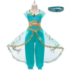 Платье Аладдина для девочек 6, 8, 10 лет, Детский костюм жасмин для косплея на Хэллоуин, одежда для детей