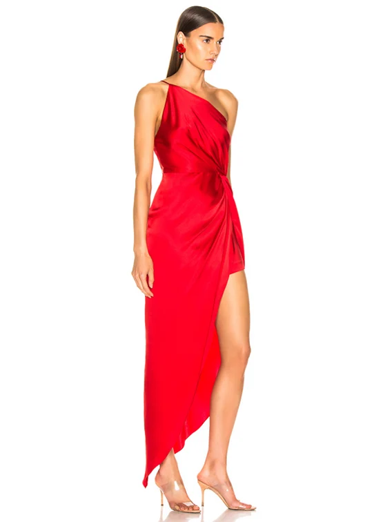 2019 новое женское красное черное платье на одно плечо Vestido вечернее облегающее