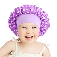baby silky satin wide band bonnet elastic cute headwear kids adjustable hair care caps nightcap sleeping hat hair cover