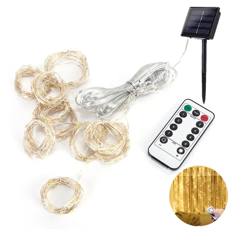 

СВЕТОДИОДНАЯ Гирлянда-занавеска на солнечной батарее, 3 м
