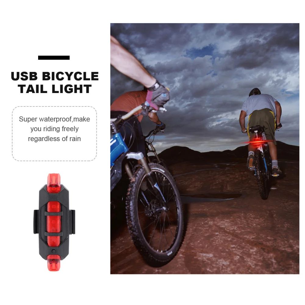 Waterproof USB Rechargeable 4 Modes High Brightness LED Rear Tail Light Back Lamp (Red) |