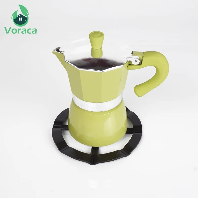 Черный Нержавеющая сталь Moka кофейник полка Кофе чайник стойка круглая плита